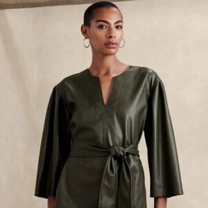Banana Republic Vegan Leather Tie Tunic Top - XS